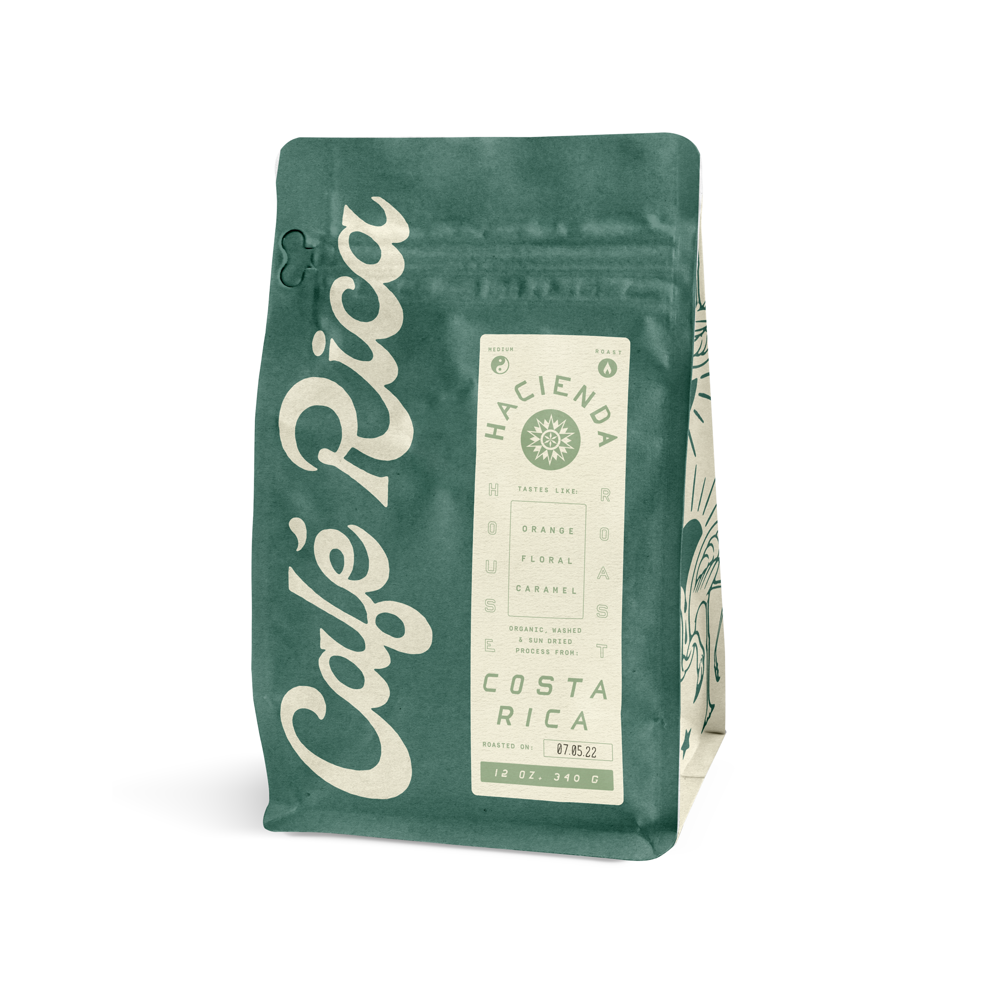 Sample Bag Cafe Rica's Hacienda - House Roast - Single Origin and Certified Organic Washed Costa Rica - 100g
